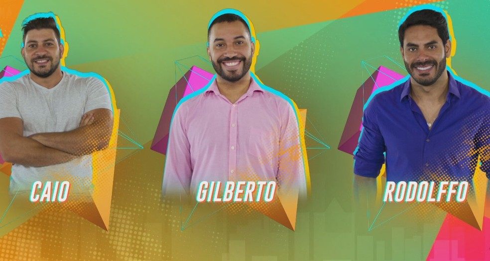 Caio, Gilberto e Rodolffo estão no paredão do 'BBB 21' — Foto: Reprodução/TV Globo