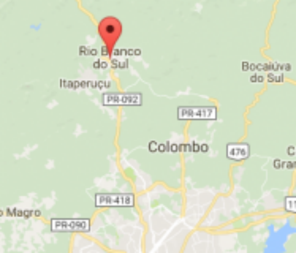 Tremores de terra foram registrados na madrugada de hoje em várias cidades da região serrana do Paraná, entre elas, Rio Branco do Sul, Itaperuçu e Campo Magro (Mapa/Google)